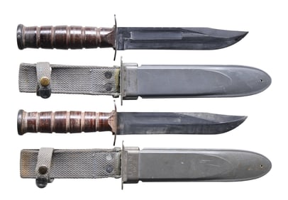 TWO WW2 US NAVY MK 2 FIGHTING KNIVES.