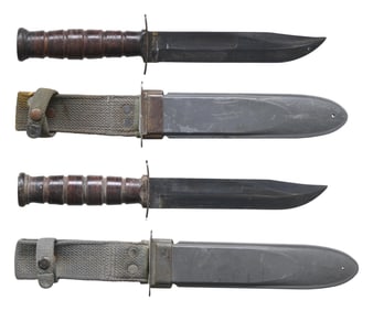 TWO WW2 US NAVY MK 2 FIGHTING KNIVES.