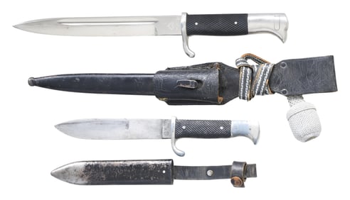 GERMAN ARMY DRESS BAYONET AND A HJ KNIFE.