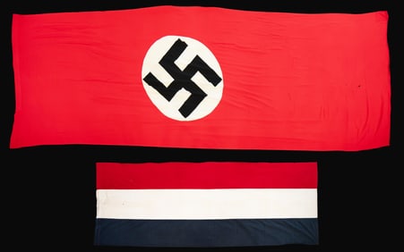 1 LARGE NSDAP PARTY BANNER & 1 GERMAN NATIONAL