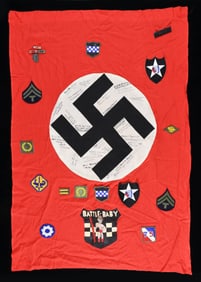 WWII GERMAN PARTY FLAG WITH AMERICAN UNIT