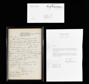 TWO HARRY S. TRUMAN LETTERS WITH A SIGNITURE