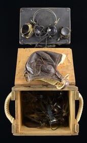 FLIGHT HELMET, EARPHONES & RELATED MATERIAL.