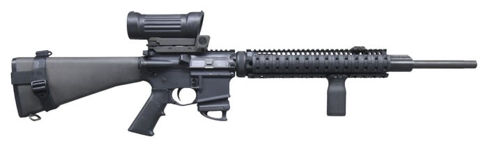 CUSTOM BUILT RUGER AR-556 SEMI-AUTO RIFLE.