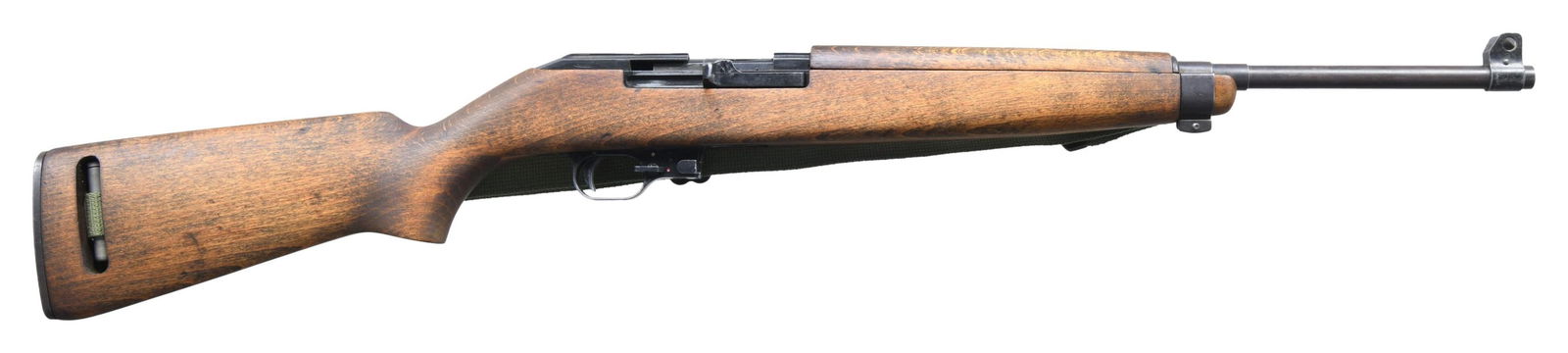 ERMA EM1-22 SEMI-AUTO CARBINE.: Cal. 22 LR. S# 19127. Import marked on bottom of bbl. Bbl. 17 3/4". Rear sight is not present. Blade front sight w/ protective ears. Receiver grooved for scope mount. Marked on left side "Mod. E M1. .