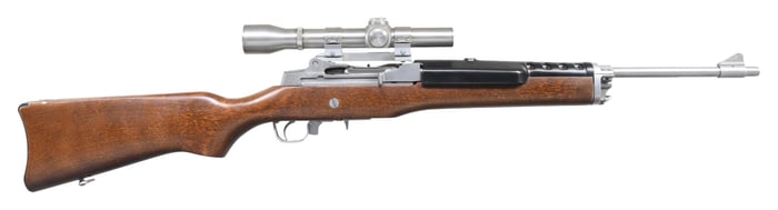 RUGER STAINLESS MINI-14 SEMI-AUTO RIFLE.