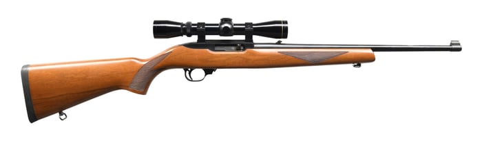 RUGER 10/22 SEMI AUTO CARBINE WITH LEUPOLD SCOPE.