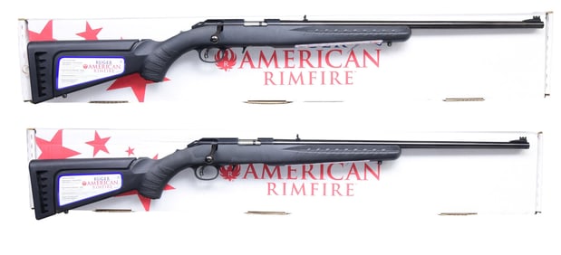 2 RUGER AMERICAN RIMFIRE BOLT ACTION RIFLES WITH