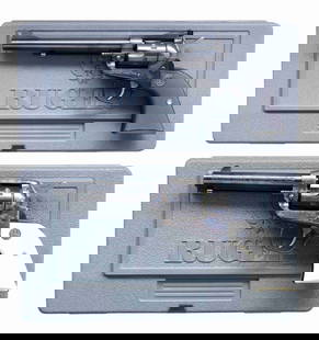 RUGER NEW MODEL SINGLE SIX 32 H&R MAG SA REVOLVER: WITH MATCHING FACTORY BOX. CAL. 32 H&R MAG. S# 650-36731. Mfg. 2001 as Model 06511 & Catalog No. SSM-4F-S-I. Barrel measures 4 5/8" w/ fixed sights. Blued finish with a case-hardened short grip frame.