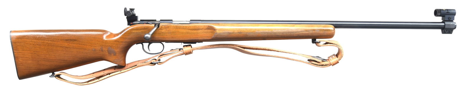 REMINGTON MODEL 513-T MATCHMASTER BOLT ACTION: TARGET RIFLE. Cal. 22 LR. S# 147247. Bbl. 27" rnd. of target weight. RPA globe from sight with post reticle included. Lyman receiver sight. Receiver is grooved for tip off scope mounts. Case colored b