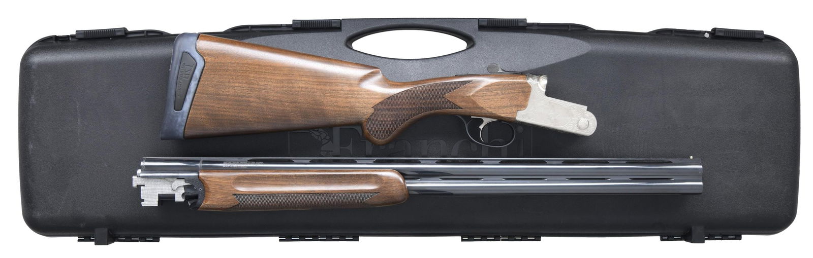 NEAR NEW FRANCHI RENAISSANCE O/U 20 GA SHOTGUN: WITH CASE. Cal. 20ga, 2 3/4" & 3". S# TB01775. Bbl. 26". Renaissance O/U shotgun mfg. in Italy and imported by Benelli U.S.A. Corp. Left side of the bbl. is marked "Benelli Armi S.p.A- Made in Italy"