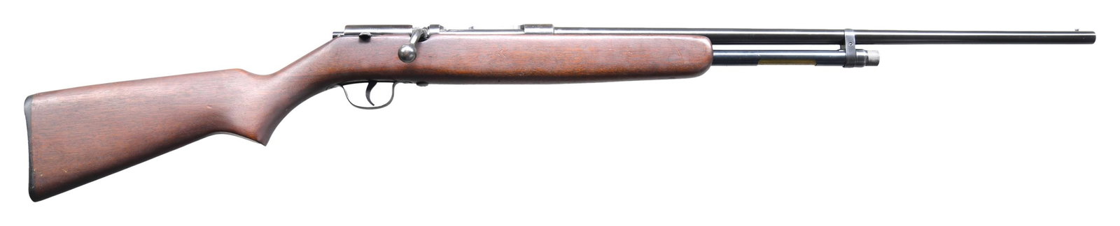J.C. HIGGINS MODEL 101.25 BOLT ACTION SHOTGUN.: Cal. 410, 2 1/2" & 3". S# 2659. Bbl. 24" w/ steel bead & Full choke. Tubular mag. Walnut stock. CONDITION: Very good blue with carry wear. Good wood finish with marks. Shiny bore with fouling. (25-267