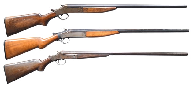 3 TOP BREAK SINGLE SHOT SHOTGUNS.
