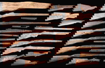 GROUPING OF PREDOMINENTLY GUN STOCKS AND GUN PARTS