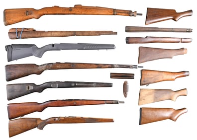 GROUPING OF MILITARY AND SPORTING GUN STOCKS AND