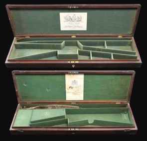 VINTAGE SHOTGUN CASE & ANTIQUE PERCUSSION SHOTGUN