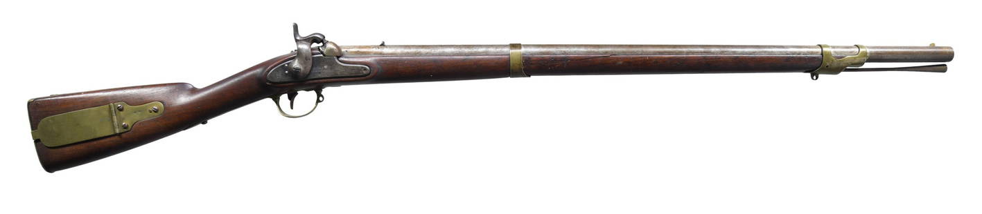 COMPOSITE CONFEDERATE DICKSON NELSON RIFLE.: Cal. 54. NSN. Mississippi style rifle, 33" barrel with indiscernible proofs, lock stamped "DICKSON / NELSON & CO. / C.S." and "ALA / 1864", brass furniture has "GK" stamped of unknown origin. Stock is