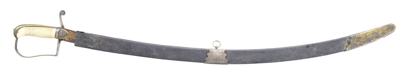 US FEDERAL ERA MOUNTED INFANTRY OFFICER'S SWORD.: A fine example of a mounted infantry officer's sword of the first quarter of the 19th century. The sword's overall length is 36" and the blade length is 31 1/4". The blade has a single large fuller an