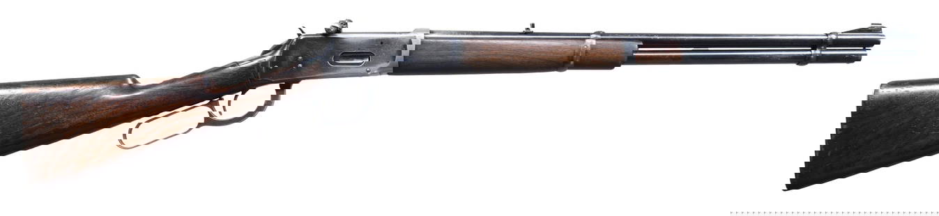 PRE-64 WINCHESTER MODEL 94 LEVER ACTION RIFLE.: Cal. 30 WCF. S# 1633502. Bbl. 20". Model 94 lever action rifle mfg. by Winchester in 1950. Left side of the bbl. is marked with Winchester's mfg. information, followed by the Winchester trademark logo