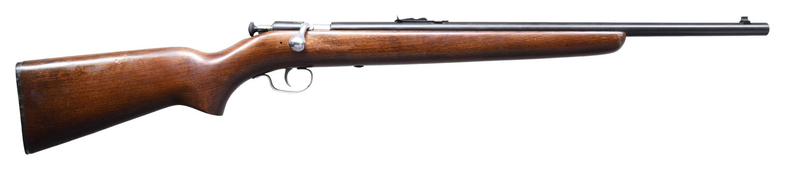 WINCHESTER MODEL 67A SINGLE SHOT BOLT ACTION: RIFLE. Cal. 22 S, L, LR. NSN. Bbl. 20". Model 67A single shot bolt action rifle mfg. by Winchester from 1934-1963. The left side of the bbl. is marked with Winchester's mfg. information, followed by t