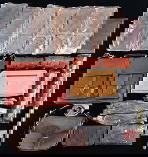 FINE QUALITY LEATHER GOODS FROM LEWIS DRAKE: & ASSOCIATES. This exceptional lot includes pieces that were once part of the inventory from the world famous hunting and safari outfitting firm of Lewis Drake and Associates. This particular lot incl