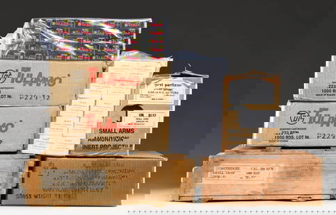 6,000 ROUNDS OF 223 REM & 5.56MMX45 MILITARY AND: SPORTING. Lot may contain hollow points. No.1: 223 REM. TulAmmo Russian two cardboard cases w/ 1,000 rds.each, one of which has been opened. Ammunition is packed in 50 boxes of 20 rds. each per case.