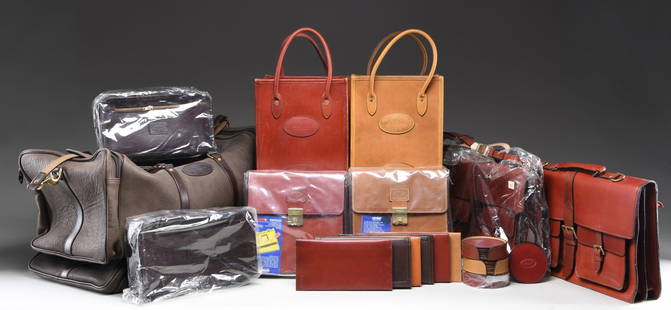 FINE QUALITY LEATHER GOODS FROM LEWIS DRAKE &: ASSOCIATES. This exceptional lot includes pieces that were once part of the inventory from the world famous hunting and safari outfitting firm of Lewis Drake and Associates. This particular lot includ