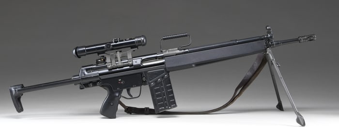PRE BAN HK 91 RIFLE W/ A3 COLLAPSIBLE STOCK.