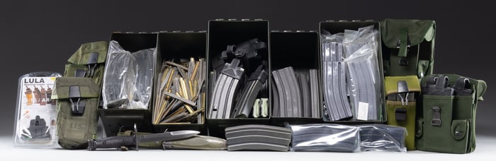 LARGE GROUPING OF M16 MAGAZINES, TOOLS,