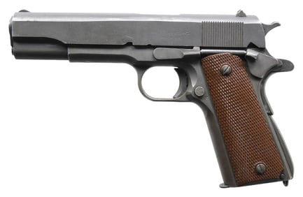 VERY FINE, 1943, DOUBLE MARKED ITHACA 1911A1 SEMI