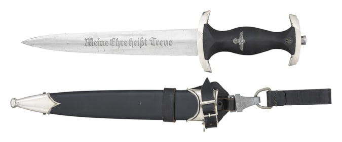WWII GERMAN SS DAGGER AND HANGER
