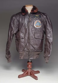 U.S. NAVY BROWN LEATHER FLIGHT JACKET BELONGING TO