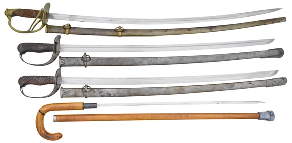 2 TYPE 32 JAPANESE CAVALRY SABERS, A US CAVALRY