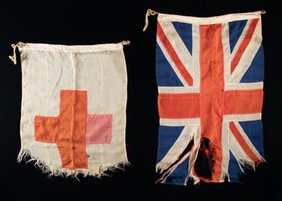 2 FLAGS TAKEN FROM TOBRUK DURING THE BRITISH