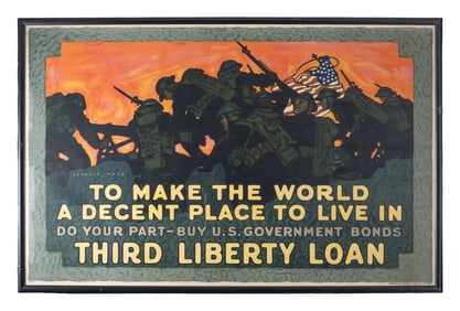 HERBERT PAUS LIBERTY LOANS WWI PATRIOTIC POSTER.