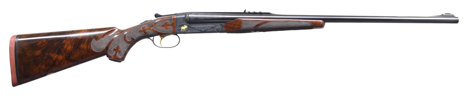 CSM / WINCHESTER MODEL 21 GRAND AMERICAN STYLE SXS: RIFLE. Cal. 50-140 Win. S# 32814. Bbls are 26" of Winchester proof steel. Ramp mounted bead front sight with quarter rib mounted Express rear sight having one standing and three folding leafs. Flat si