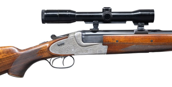 MERKEL 203 E SL DOUBLE SHOTGUN WITH EXTRA RIFLE/