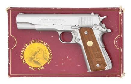 COLT NICKELED SERIES 70 GOVERNMENT MODEL SEMI-AUTO