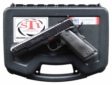 STI TROJAN SEMI AUTO PISTOL WITH FACTORY CASE.