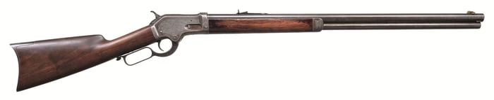 PERIOD ENGRAVED COLT-BURGESS LEVER ACTION RIFLE.