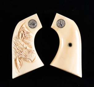 ORIGINAL PREWAR COLT STEERHEAD CARVED IVORY SAA