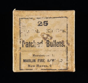 ANTIQUE BOX OF MARLIN 40 CAL. 330 GRS. PATCHED