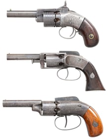LOT OF 3 POCKET MODEL PERCUSSION REVOLVERS BY