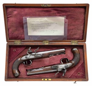 CASED PAIR OF REVOLUTIONARY WAR ERA HORSE PISTOLS,