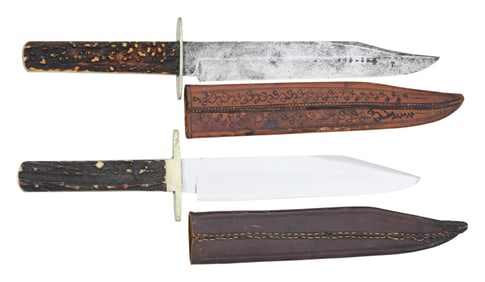 TWO VICTORIAN SHEFFIELD BOWIE KNIVES.