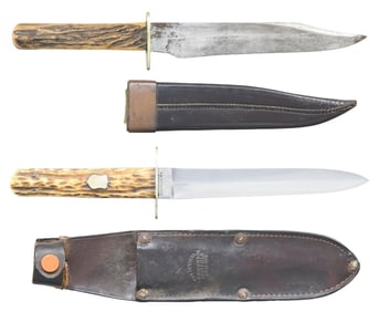 TWO LATE VICTORIAN SHEFFIELD STAG HANDLED SIDE