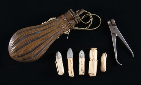 FIVE RARE CIVIL WAR CONFEDERATE PAPER CARTRIDGES &
