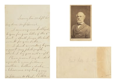 ROBERT E LEE AUTOGRAPH LETTER SIGNED & SIGNED CDV.