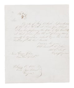 VERY EARLY ROBERT E LEE AUTOGRAPH LETTER SIGNED,
