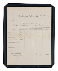 ROBERT E LEE SIGNED WASHINGTON COLLEGE "REPORT